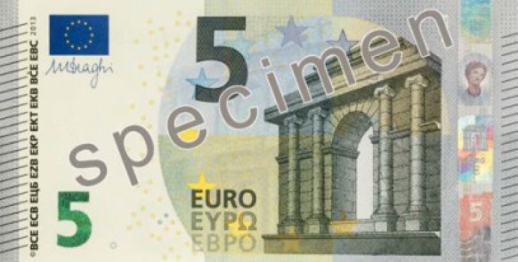 Noua bancnotă de 5 euro intră în circulaţie
